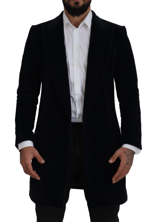 Dolce &amp; Gabbana Black Cotton Cardigan Long Coat Men Jacket