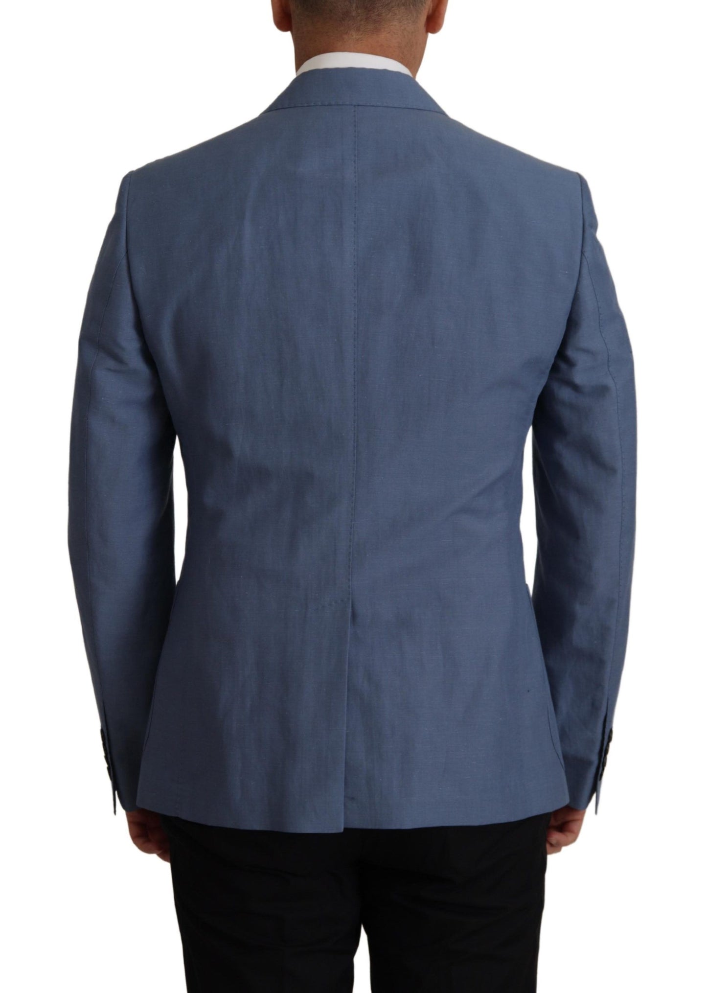 Dolce &amp; Gabbana Blue Single Breasted Logo Blazer Jacket