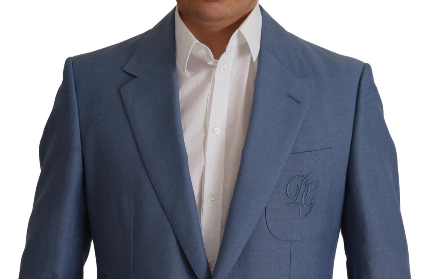 Dolce &amp; Gabbana Blue Single Breasted Logo Blazer Jacket