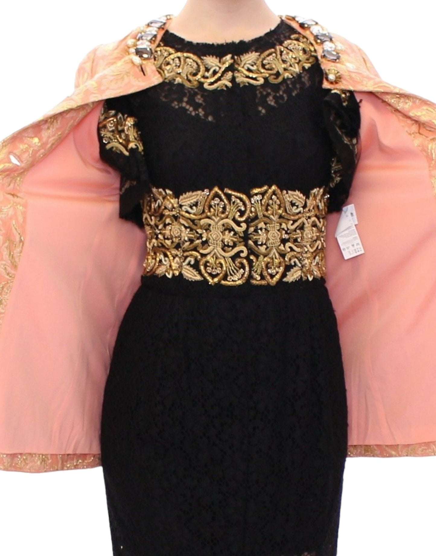 Dolce &amp; Gabbana Pink Silk Brocade Crystal Jacket Coat