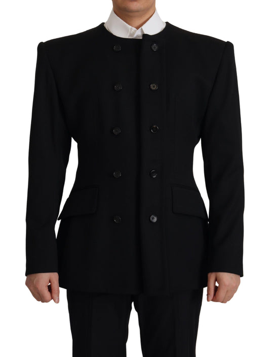 Dolce &amp; Gabbana Black Wool Double Breasted Blazer Jacket