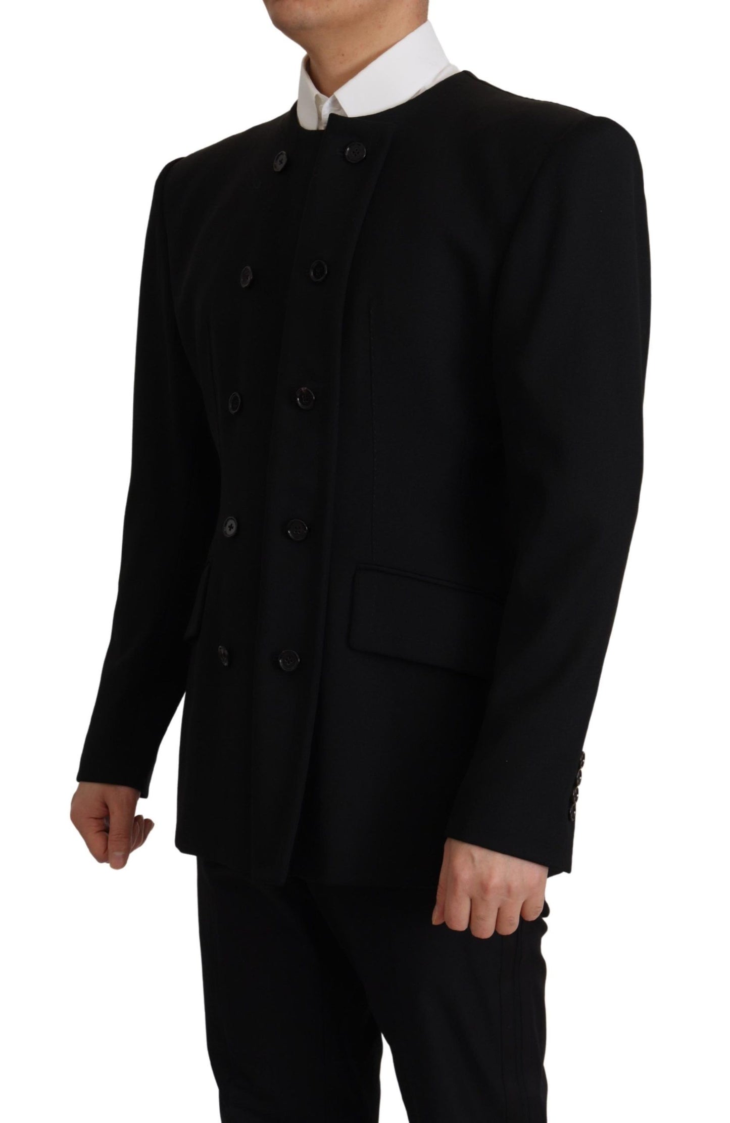 Dolce &amp; Gabbana Black Wool Double Breasted Blazer Jacket