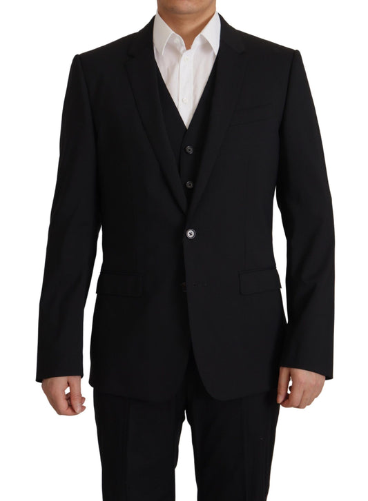 Dolce &amp; Gabbana Black Jacket Vest 2 Piece MARTINI Blazer