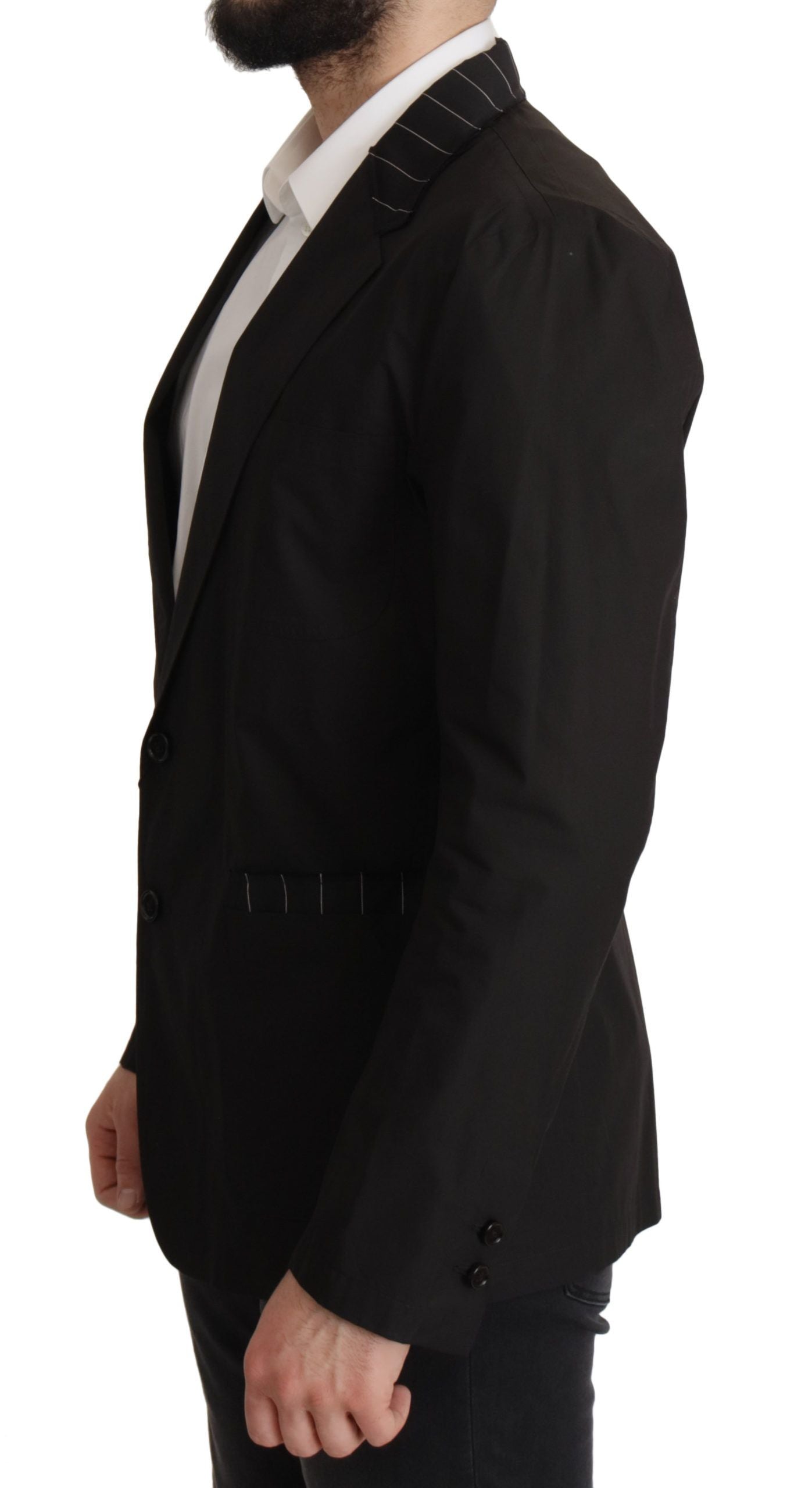 Dolce &amp; Gabbana Black Cotton Single Breasted Blazer Jacket