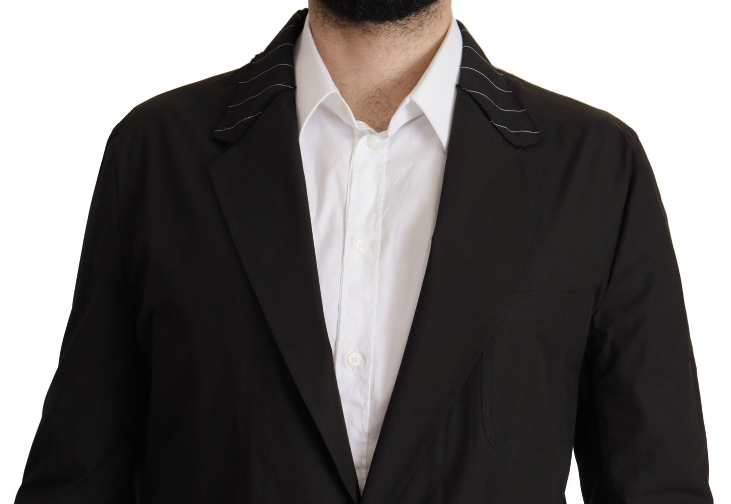 Dolce &amp; Gabbana Black Cotton Single Breasted Blazer Jacket