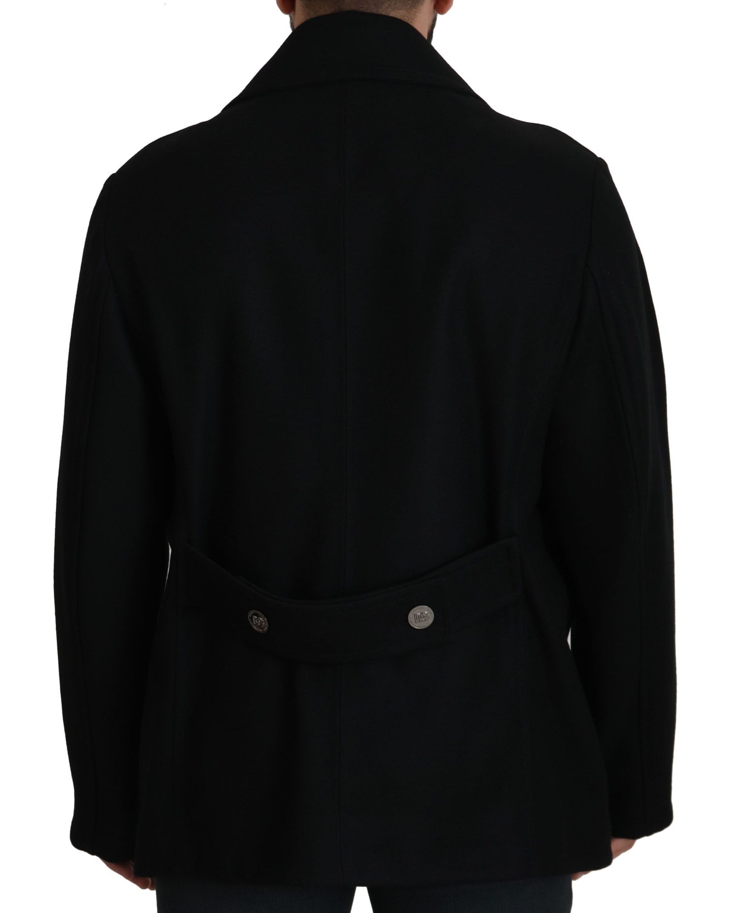 Dolce &amp; Gabbana Black Wool Trench Overcoat Jacket