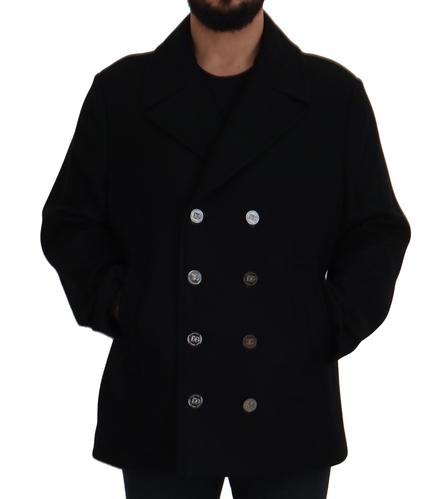 Dolce &amp; Gabbana Black Wool Trench Overcoat Jacket