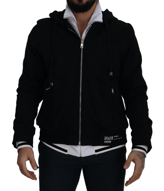 Dolce &amp; Gabbana Black Polyester Hooded Full Zip Jacket