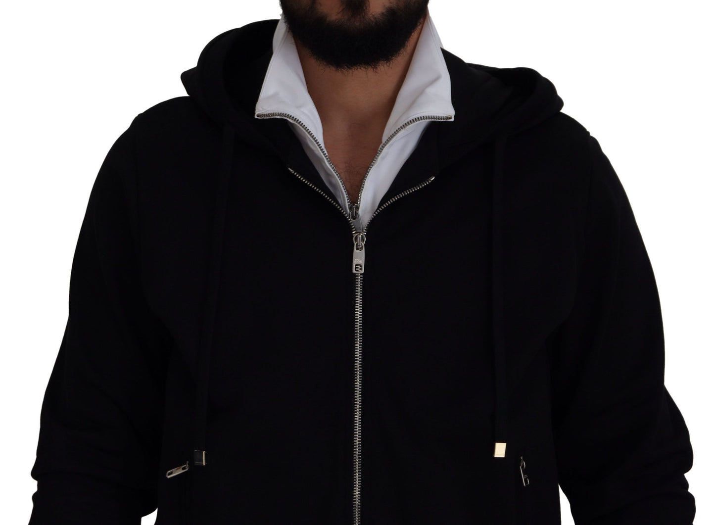 Dolce &amp; Gabbana Black Polyester Hooded Full Zip Jacket