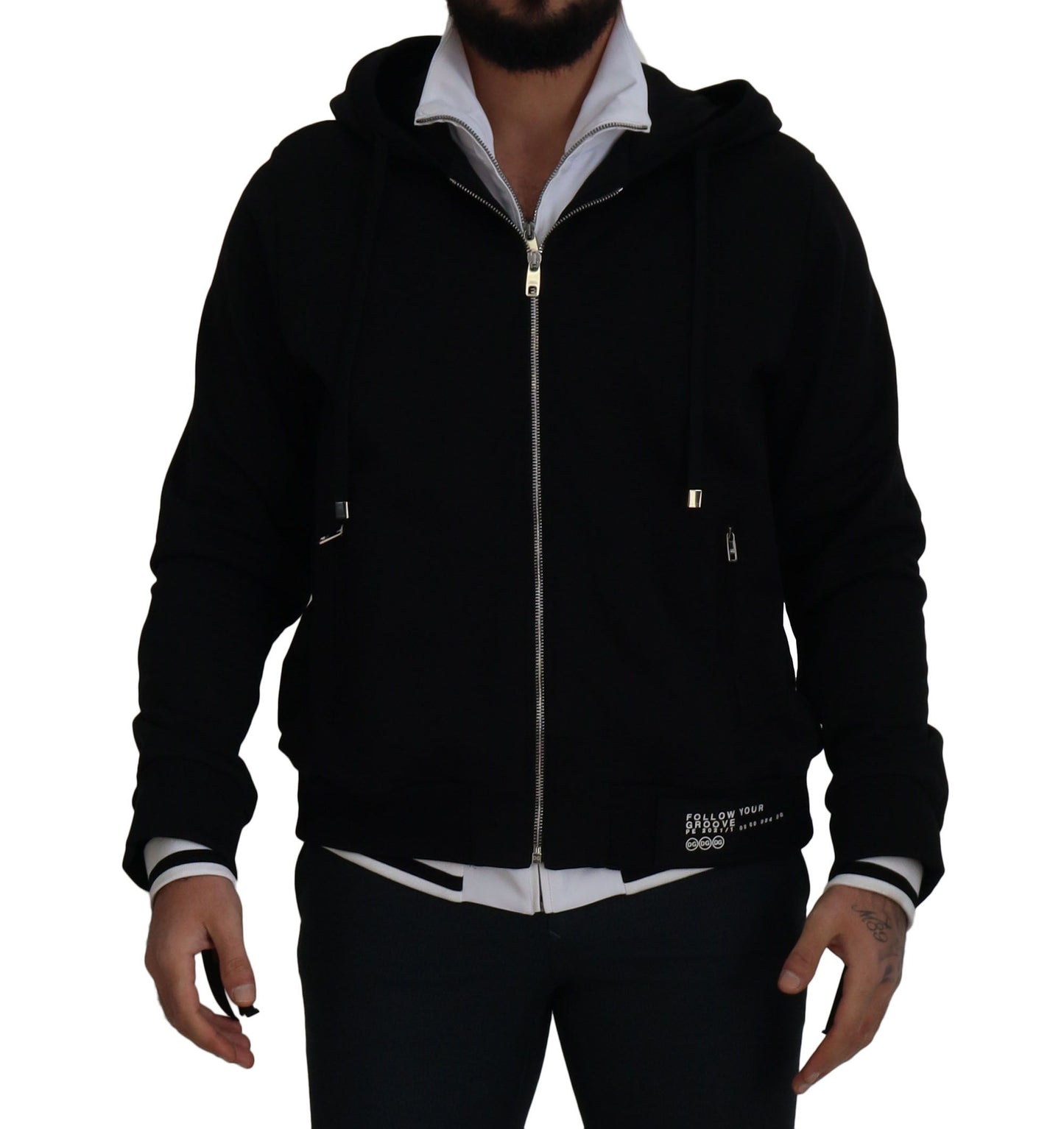 Dolce &amp; Gabbana Black Polyester Hooded Full Zip Jacket