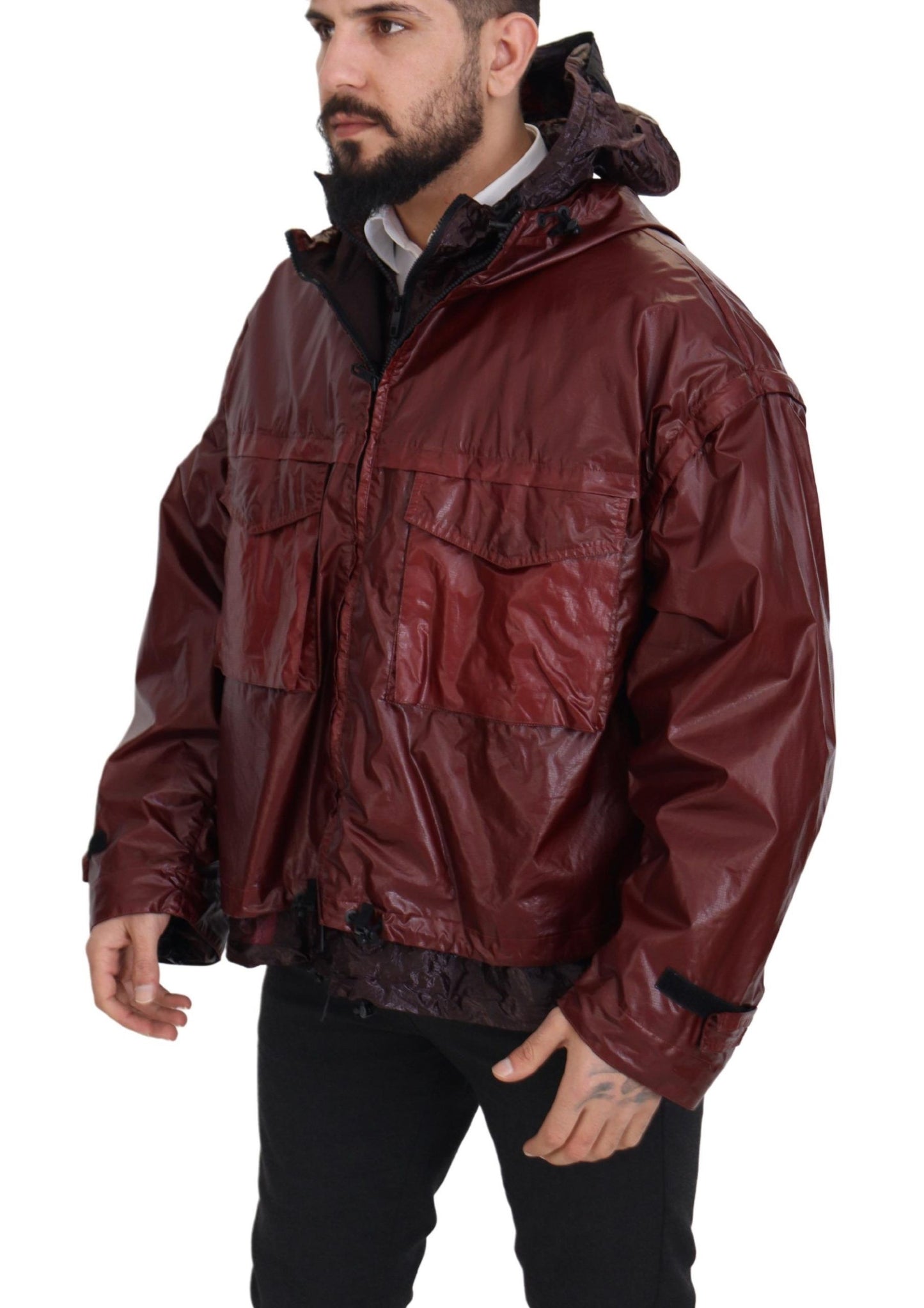 Dolce &amp; Gabbana Bordeaux Cotton Hooded Full Zip Jacket