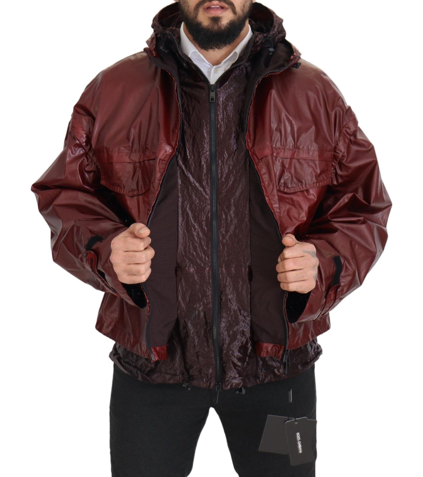 Dolce &amp; Gabbana Bordeaux Cotton Hooded Full Zip Jacket