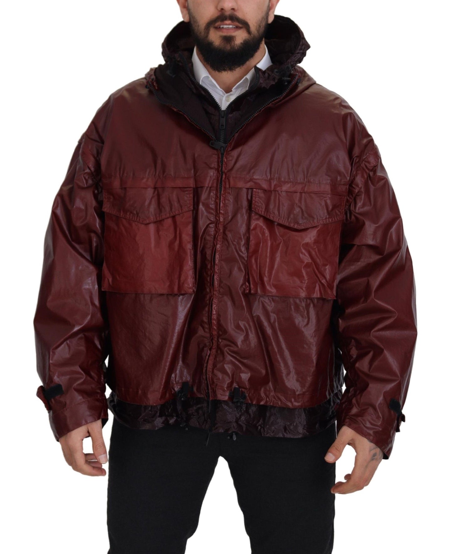 Dolce &amp; Gabbana Bordeaux Cotton Hooded Full Zip Jacket