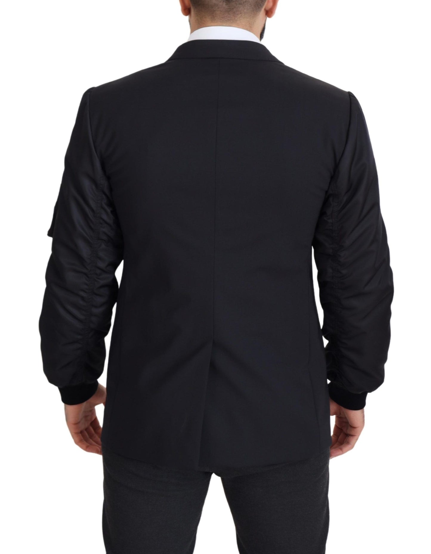 Dolce &amp; Gabbana Black Wool Full Zip Long Sleeves Jacket