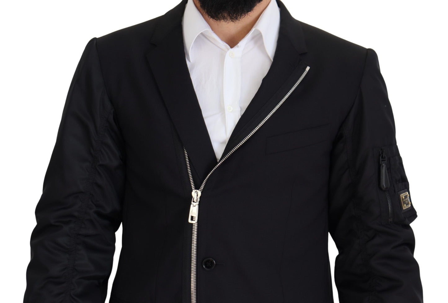 Dolce &amp; Gabbana Black Wool Full Zip Long Sleeves Jacket