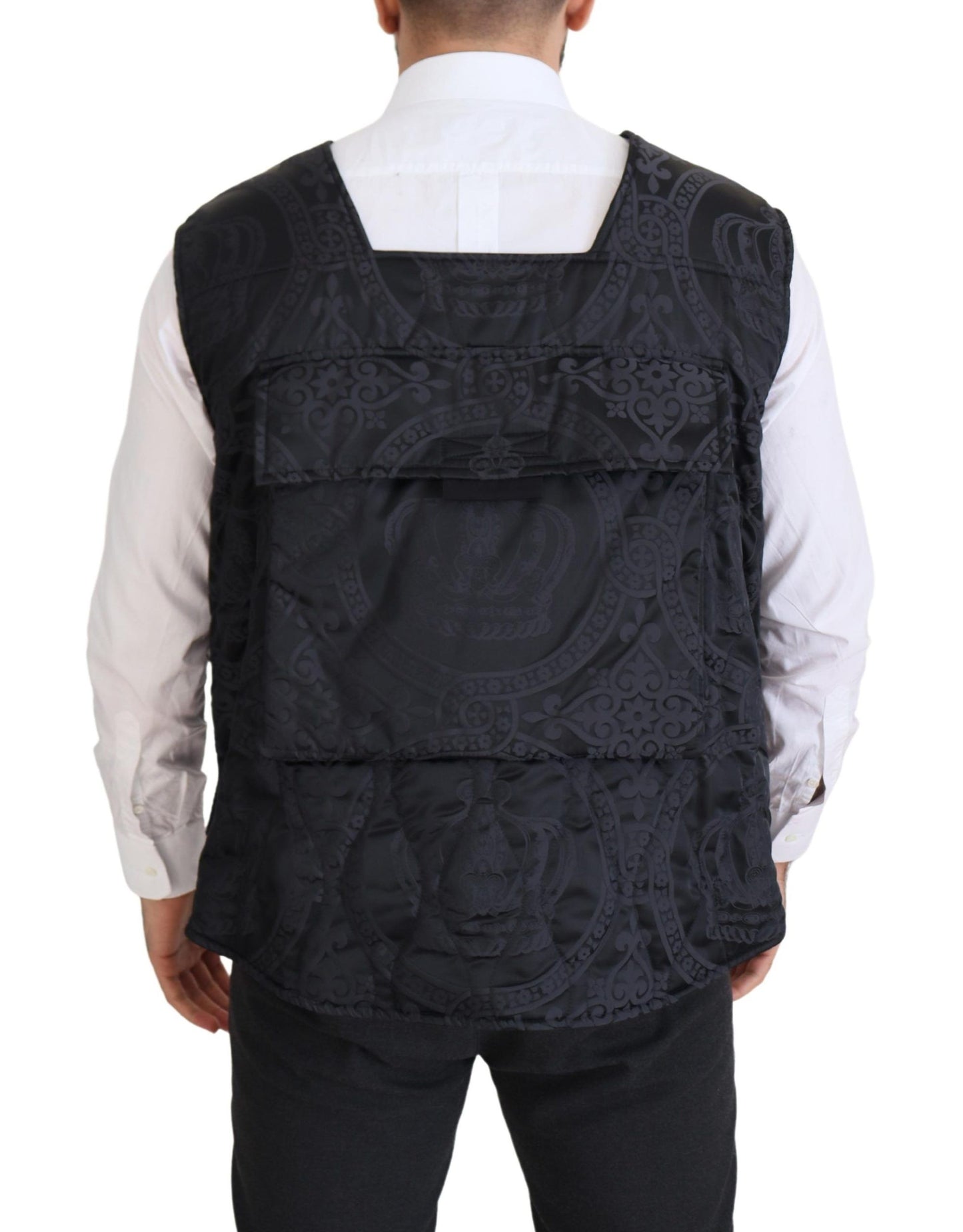 Dolce &amp; Gabbana Black Nylon Full Zip Sleeveless Jacket