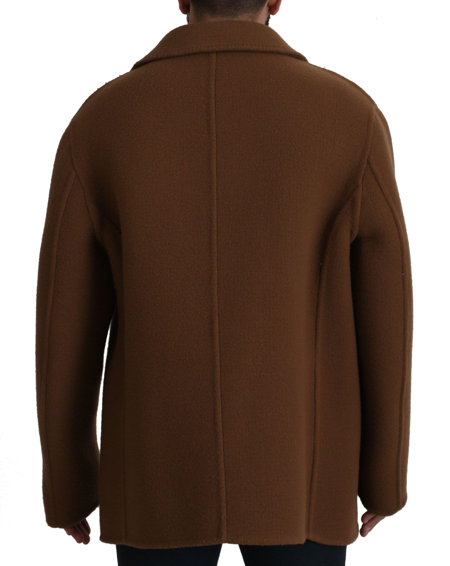 Dolce &amp; Gabbana Brown Nylon Double Breasted Coat Jacket