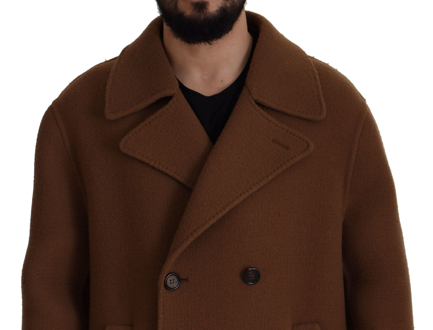 Dolce &amp; Gabbana Brown Nylon Double Breasted Coat Jacket