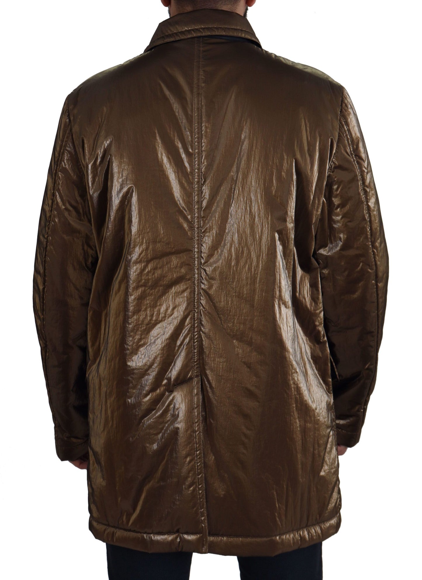 Dolce &amp; Gabbana Bronze Nylon Collar Double Breasted Jacket