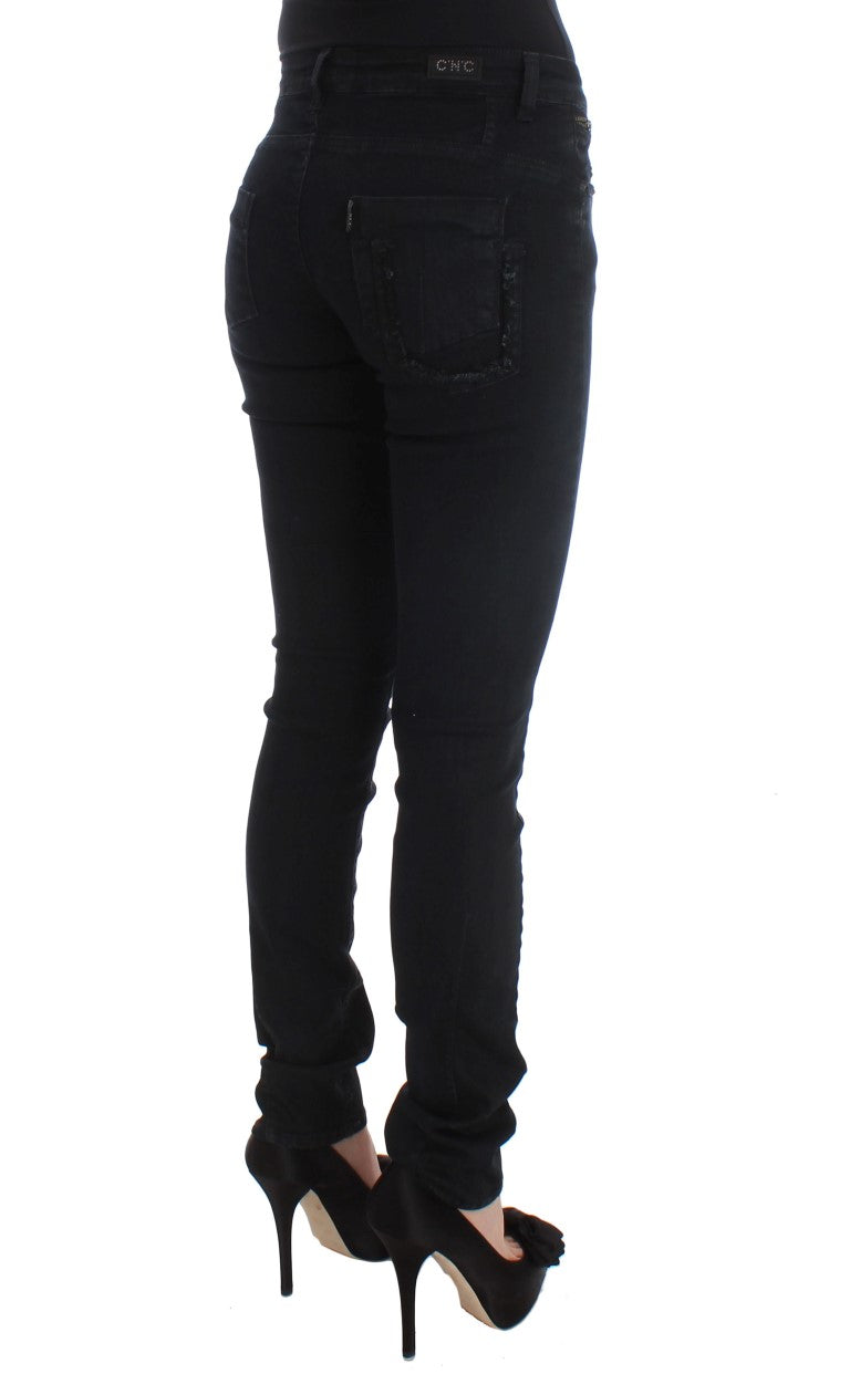 Sleek Slim Fit Designer-Jeans von Costume National in klassischem Schwarz