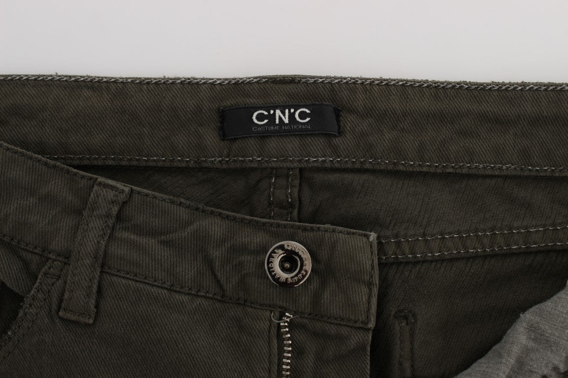 Kostüm National Chic Slim Fit grüne Baumwolljeans