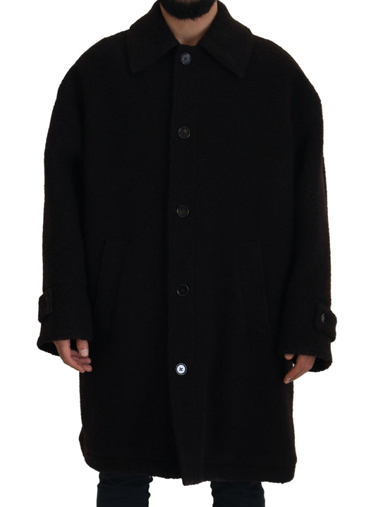 Dolce &amp; Gabbana Black Alpaca Button Down Trench Coat Jacket