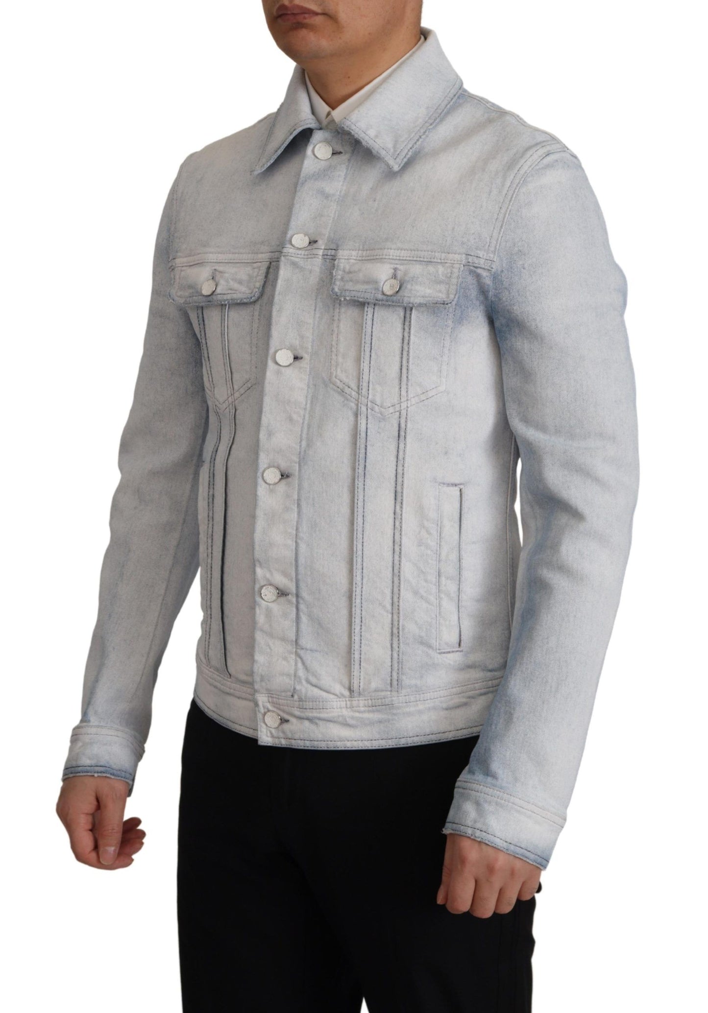 Dolce &amp; Gabbana Light Blue Cotton Stretch Denim Men Jacket