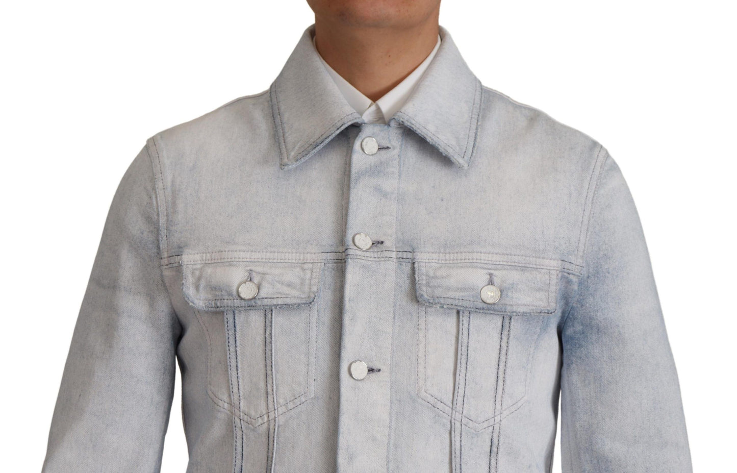 Dolce &amp; Gabbana Light Blue Cotton Stretch Denim Men Jacket