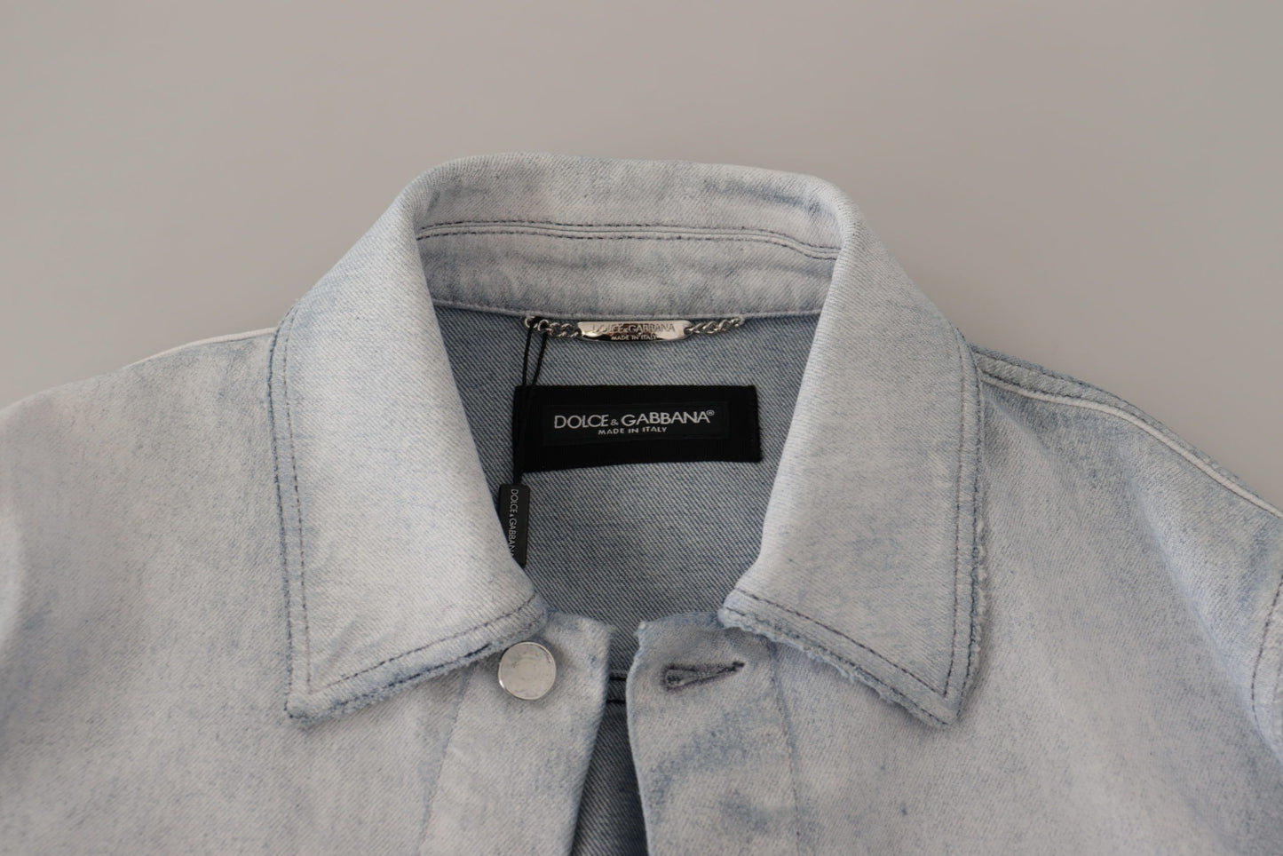 Dolce &amp; Gabbana Light Blue Cotton Stretch Denim Men Jacket