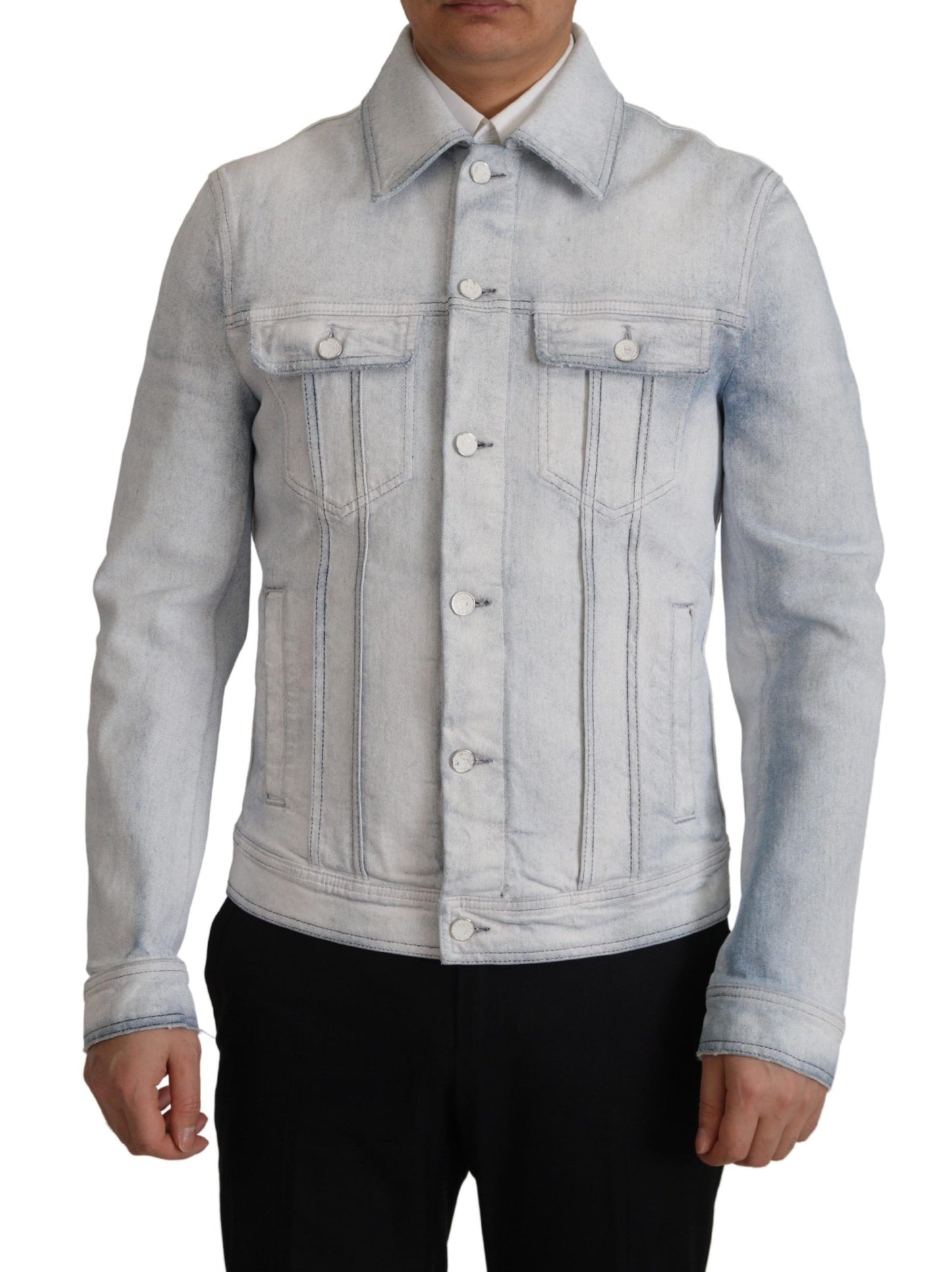 Dolce &amp; Gabbana Light Blue Cotton Stretch Denim Men Jacket