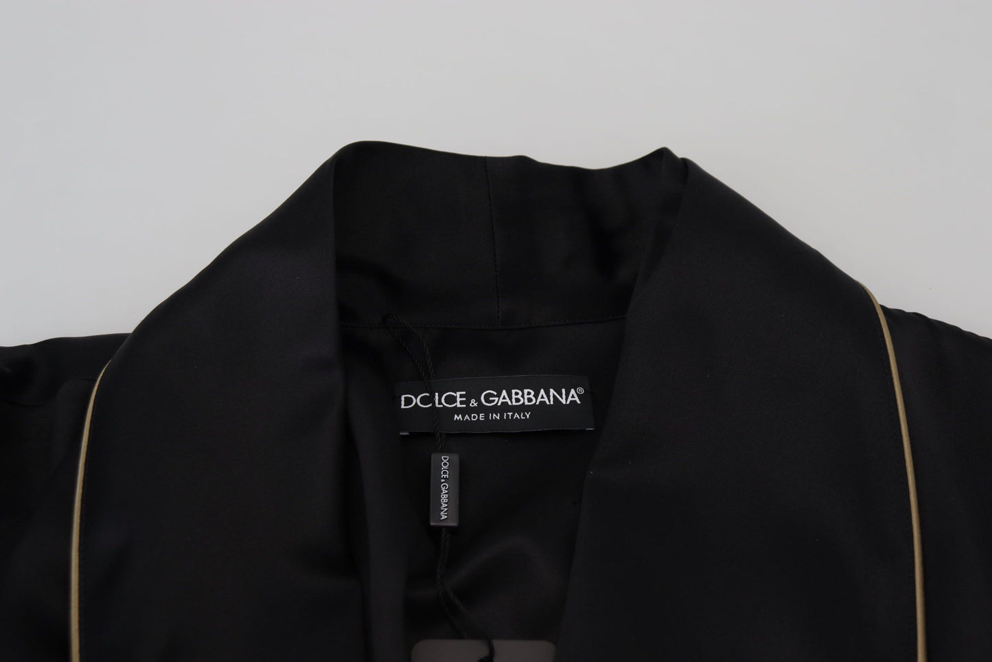 Dolce &amp; Gabbana Black 100% Silk Robe Coat Wrap Jacket