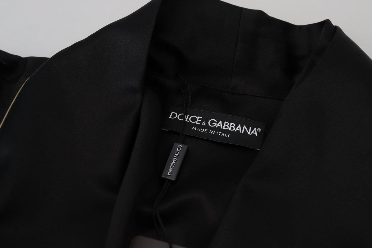 Dolce &amp; Gabbana Black 100% Silk Robe Coat Wrap Jacket