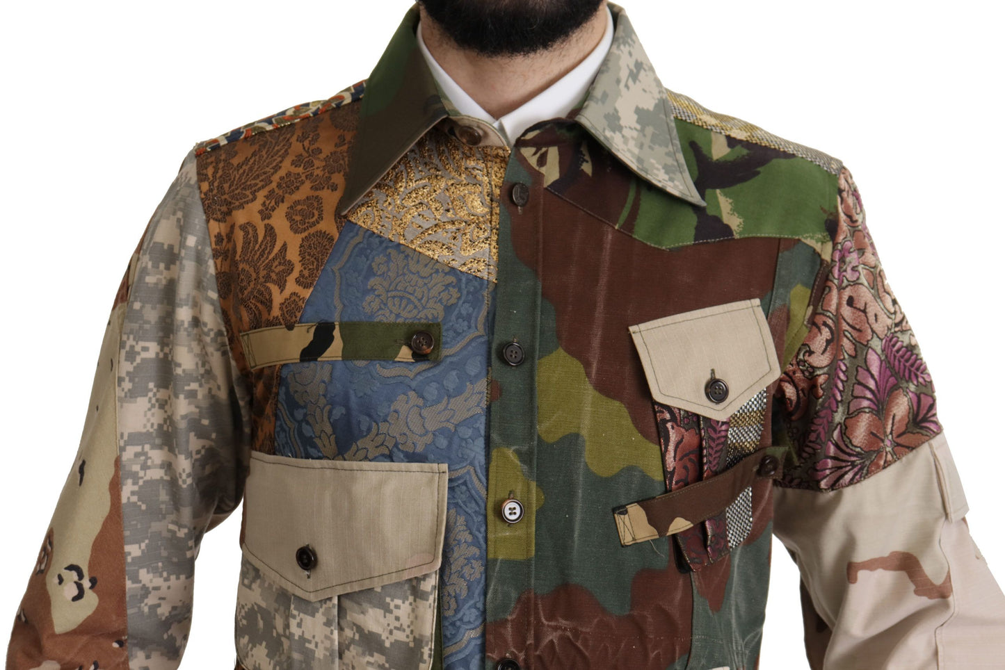 Dolce &amp; Gabbana Multicolor Button Down Patchwork Shirt