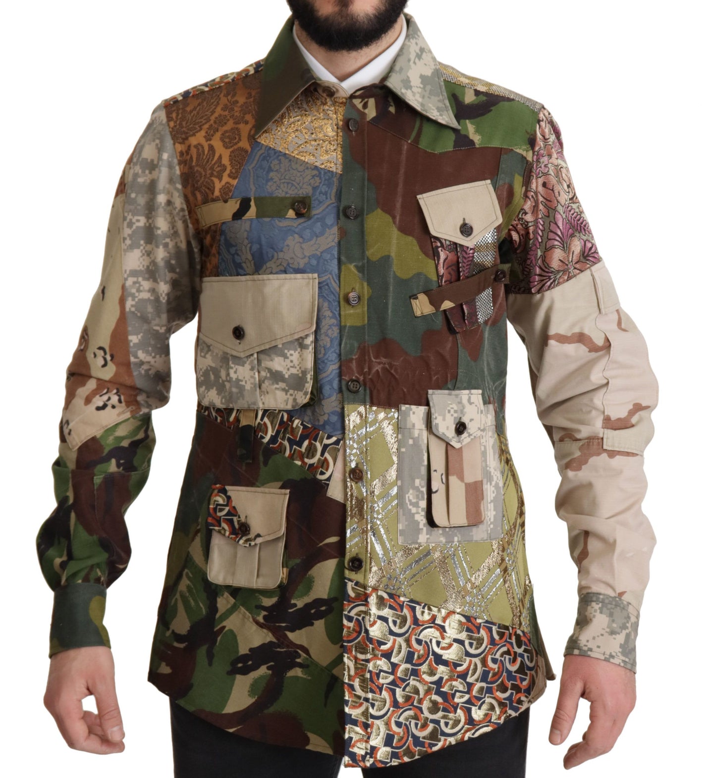 Dolce &amp; Gabbana Multicolor Button Down Patchwork Shirt