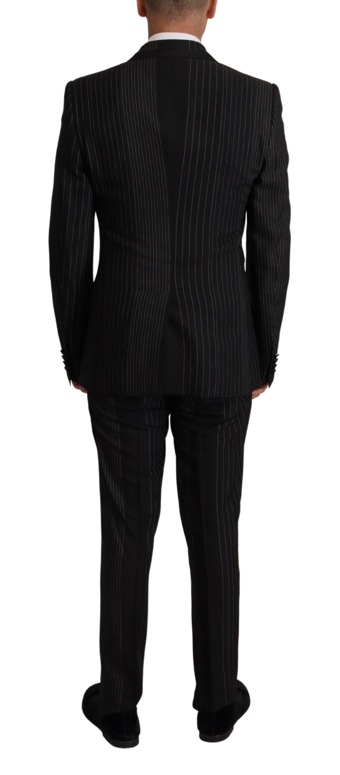 Dolce &amp; Gabbana Eleganter, schwarz gestreifter, zweiteiliger Slim-Fit-Anzug