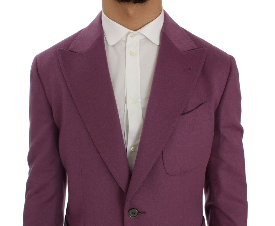 Dolce &amp; Gabbana Purple Cashmere Slim Fit Blazer Jacket