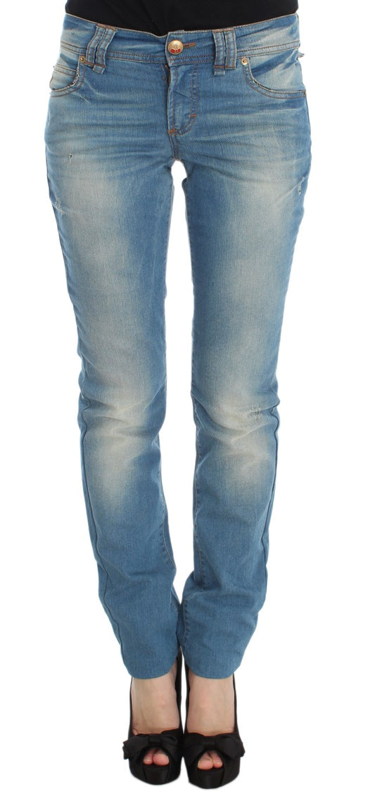 John Galliano Sleek Blue Slim Fit Designer-Jeans