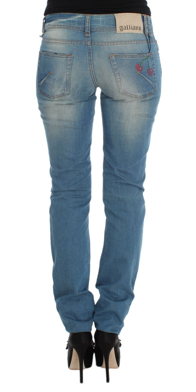 John Galliano Sleek Blue Slim Fit Designer-Jeans