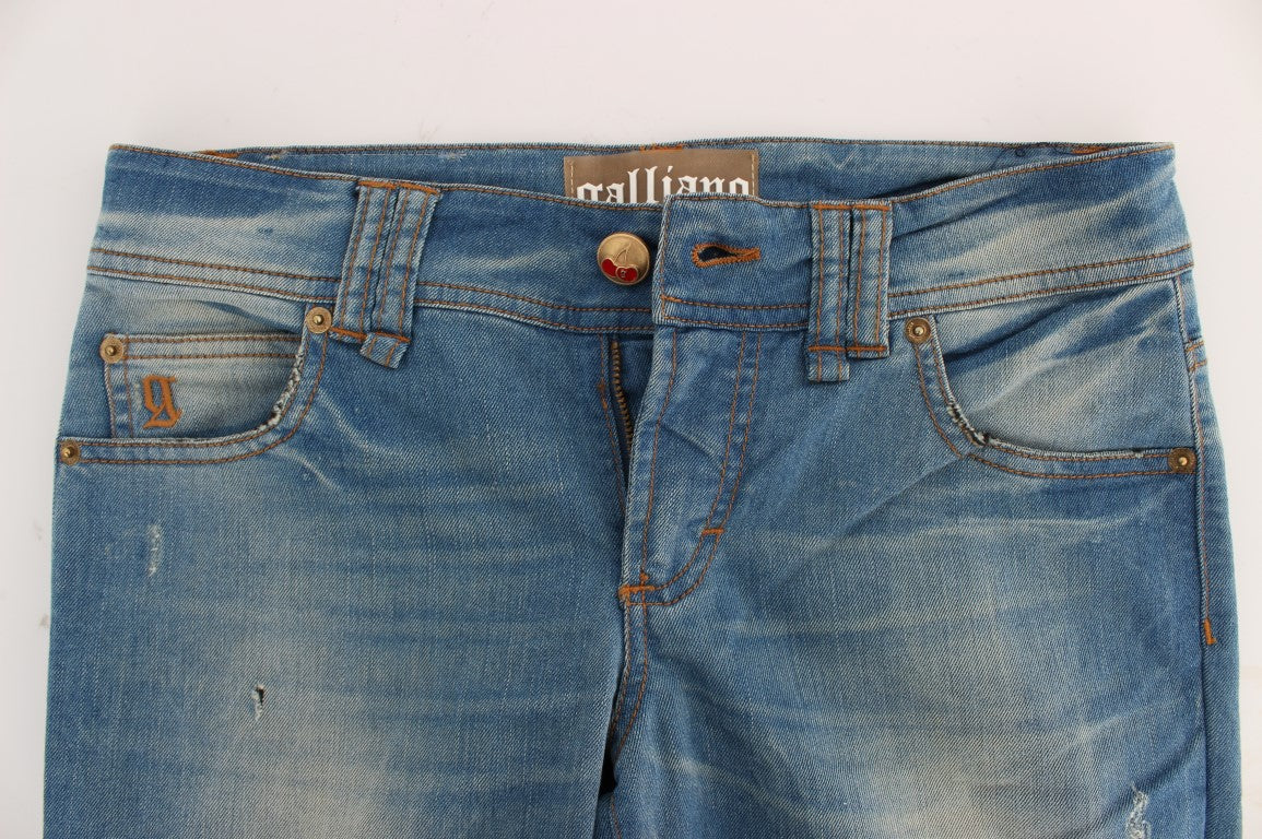 John Galliano Sleek Blue Slim Fit Designer-Jeans