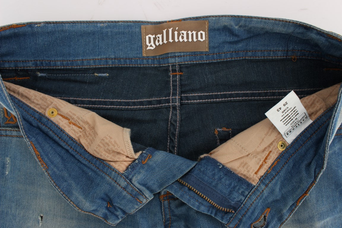 John Galliano Sleek Blue Slim Fit Designer-Jeans