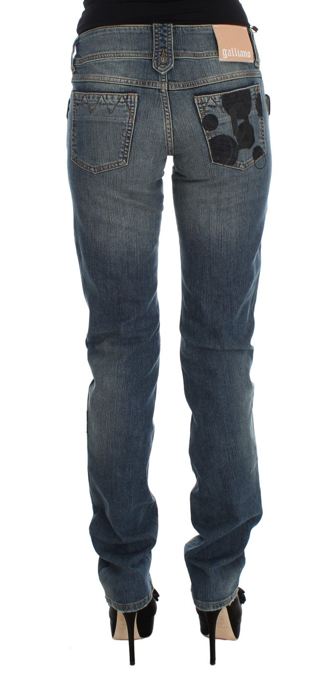 John Galliano Schicke Slim-Fit-Bootcut-Jeans in blauer Waschung