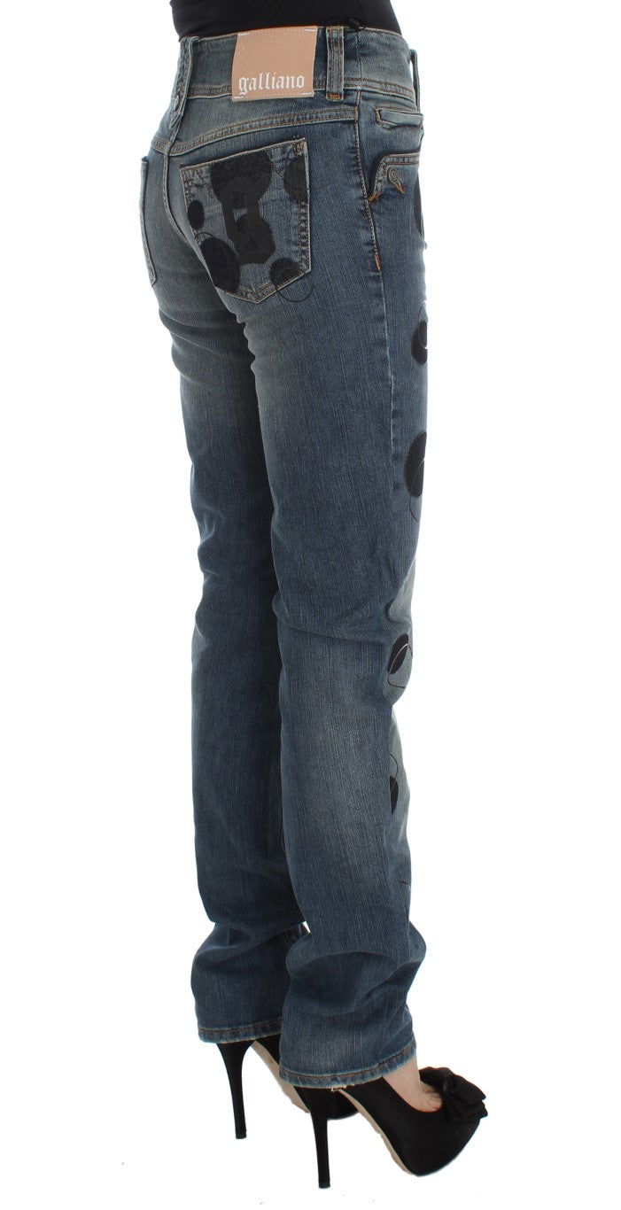 John Galliano Schicke Slim-Fit-Bootcut-Jeans in blauer Waschung