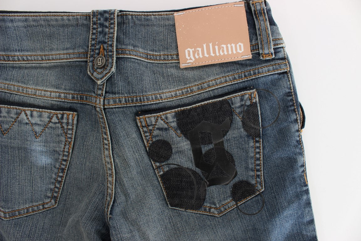 John Galliano Schicke Slim-Fit-Bootcut-Jeans in blauer Waschung