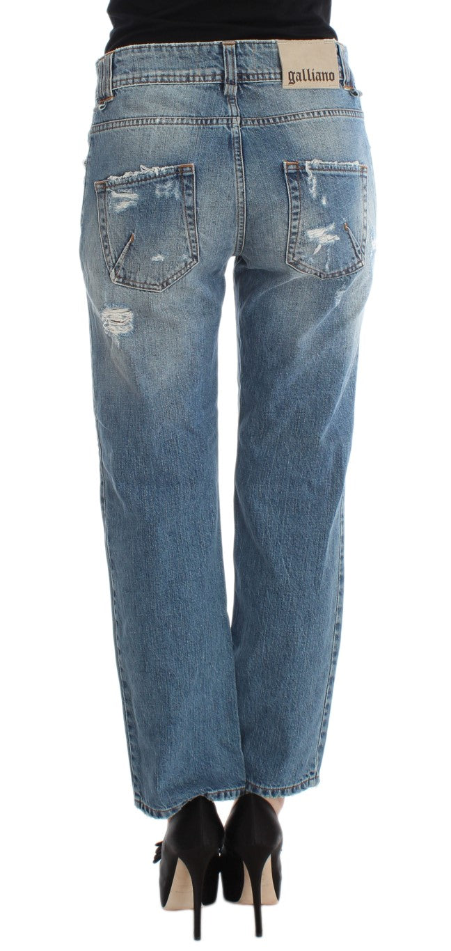 John Galliano Schicke Boyfriend-Jeans in blauer Waschung