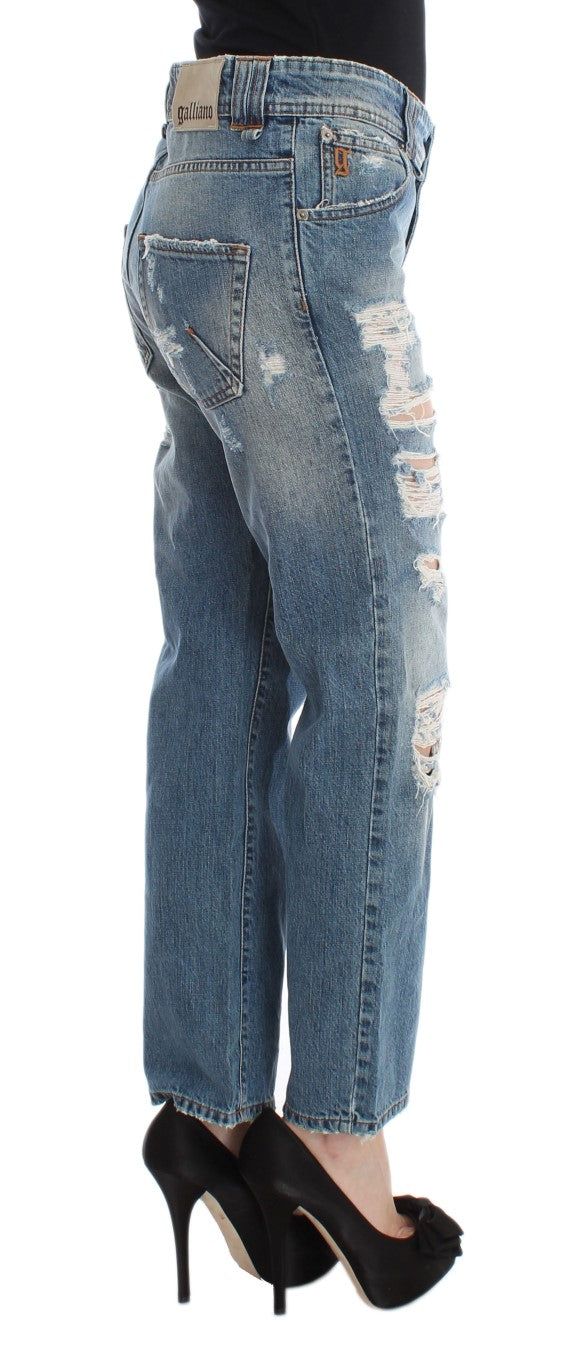 John Galliano Schicke Boyfriend-Jeans in blauer Waschung