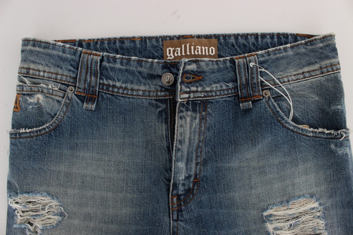 John Galliano Schicke Boyfriend-Jeans in blauer Waschung