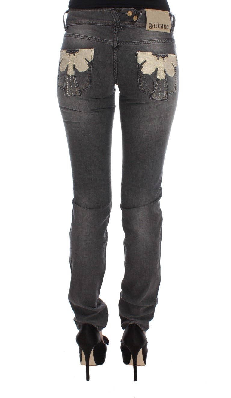 John Galliano – Elegante Slim-Fit-Jeans in grauer Waschung