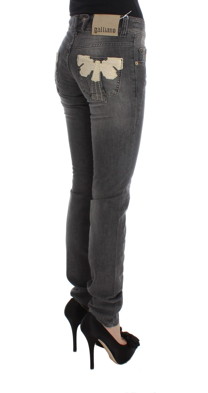 John Galliano – Elegante Slim-Fit-Jeans in grauer Waschung