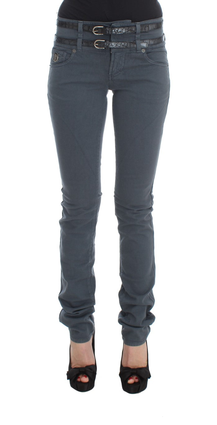 John Galliano Sleek Slim Fit italienische Jeans in schickem Blau