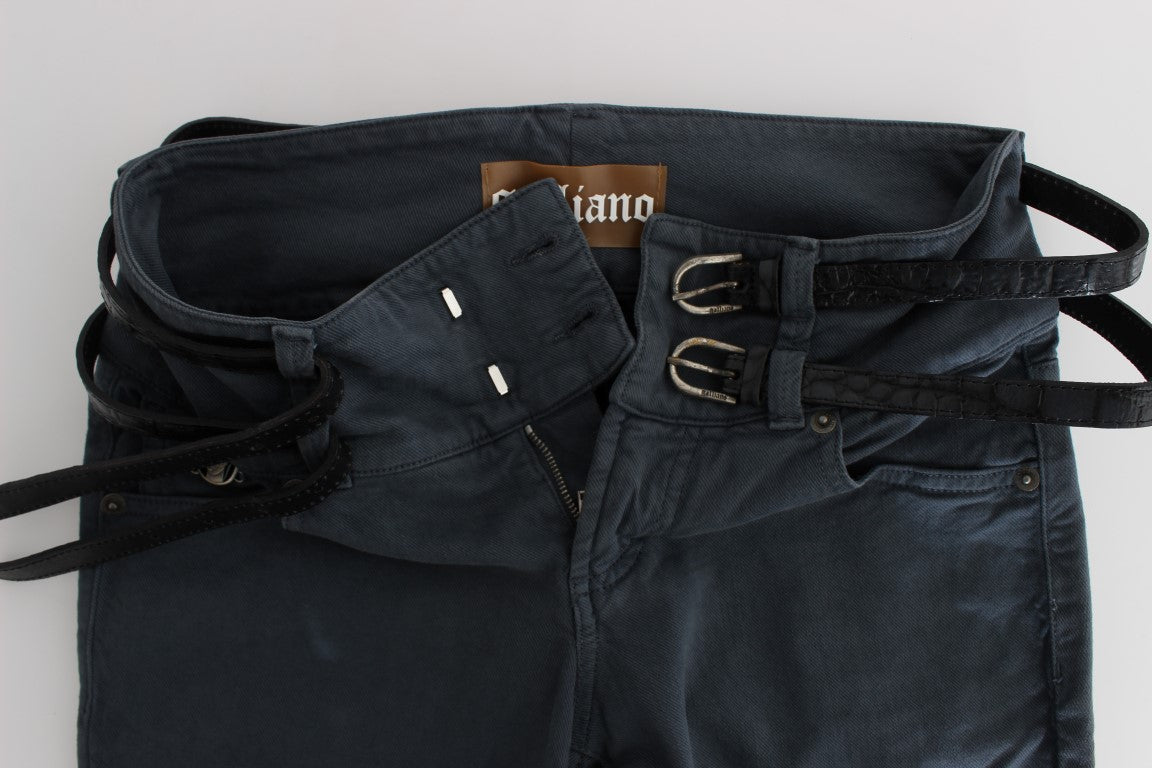 John Galliano Sleek Slim Fit italienische Jeans in schickem Blau